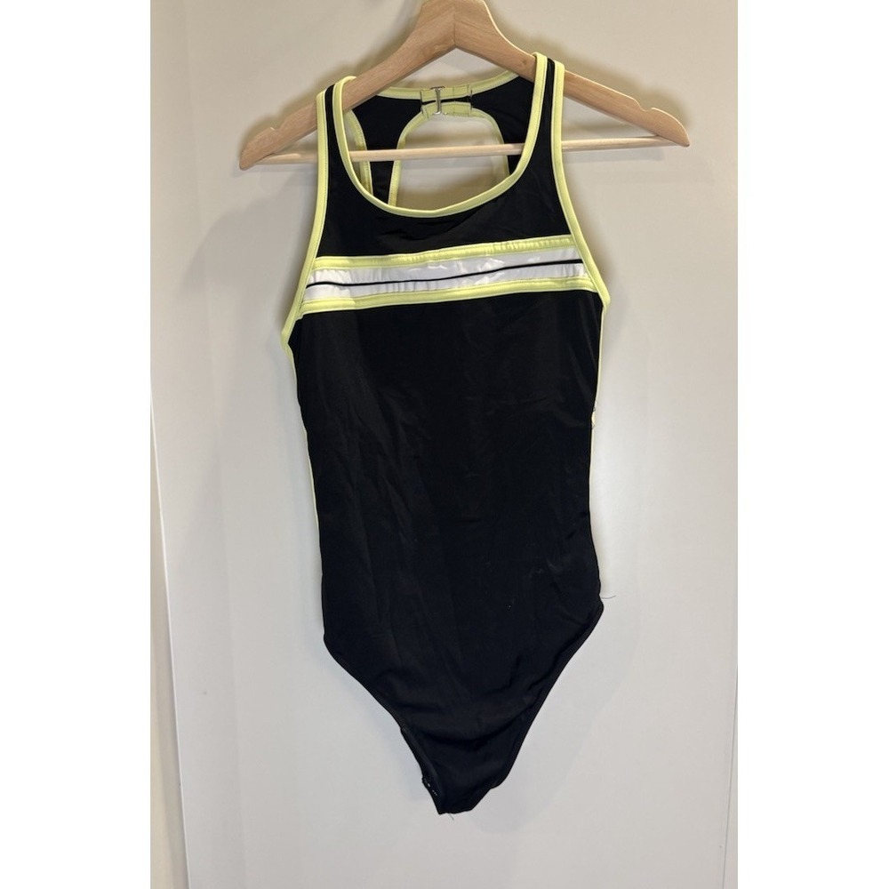 Miraclesuit One Piece Swimsuit Size 16 Black Neon Green Pool Beach Slimming